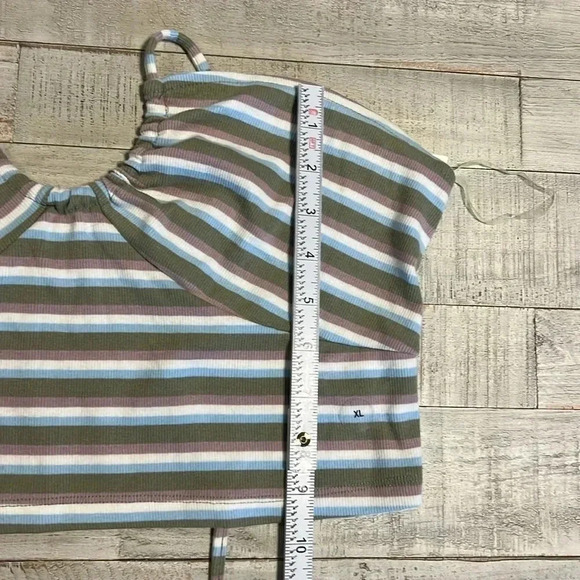Juinors Aeropostale NWT XL striped‎ grn blue white purple halter top - Picture 5 of 7